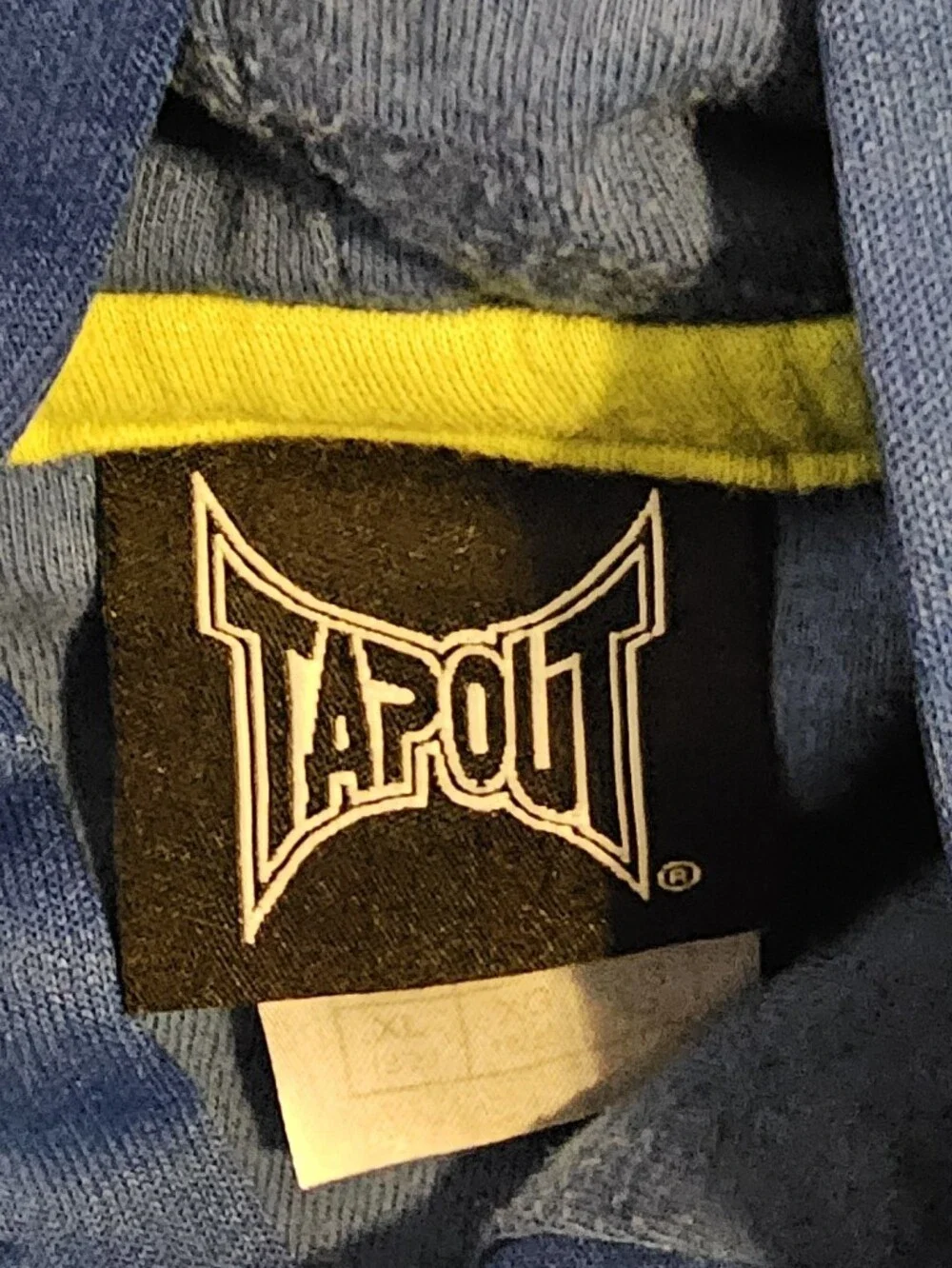 Tapout Boys Blue Performance Hoodie Neon Yellow Logo Pullover Sweatshirt XL